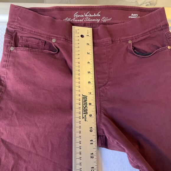 Gloria Vanderbilt Women Jeans size 10 Red Avery Straight Leg High Rise Stretch - Picture 6 of 12